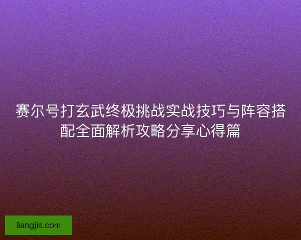 赛尔号打玄武终极挑战实战技巧与阵容搭配全面解析攻略分享心得篇